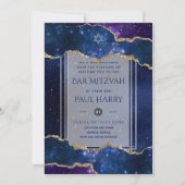 Galaxy Starry Night BAR MITZVAH Einladungen Marine (Vorderseite)