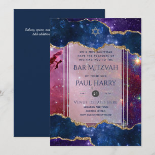 Galaxy Starry Night BAR MITZVAH Einladungen Marine