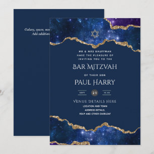 Galaxy Starry Night BAR MITZVAH Einladungen Marine