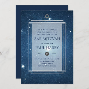 Galaxy Starry Night BAR MITZVAH Einladungen Marine