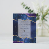 Galaxy Starry Night BAR MITZVAH Einladungen Marine (Stehend Vorderseite)