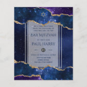 Galaxy Starry Night BAR MITZVAH Einladungen Marine (Vorderseite)
