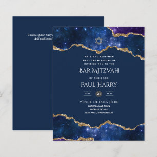 Galaxy Starry Night BAR MITZVAH Einladungen Marine