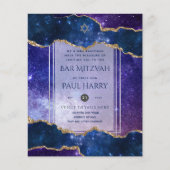 Galaxy Starry Night BAR MITZVAH Einladungen Marine (Vorderseite)
