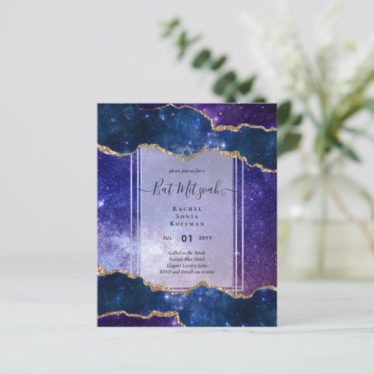Galaxy Starry Night BAT MITZVAH Einladung (Stehend Vorderseite)