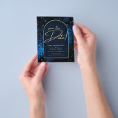 Galaxy Starry Night Blue Gold Wedding RETT DATE Flyer (Gruppe)