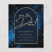 Galaxy Starry Night Blue Gold Wedding RETT DATE Flyer (Vorne)