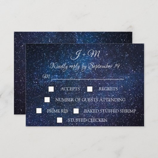 Galaxy Starry Night Celestis Moderne UAWG RSVP Karte (Vorne/Hinten)