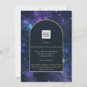 Galaxy Starry Night Lila Blue Gold Wedding Einladung (Rückseite)