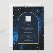 Galaxy Starry Night Navy Blue Gold Hochzeit Einladung (Rückseite)