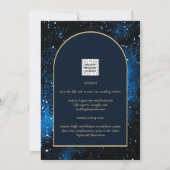 Galaxy Starry Night Navy Blue Gold Hochzeit Einladung (Rückseite)