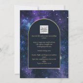 Galaxy Starry Night Navy Blue Gold Hochzeit Einladung (Rückseite)