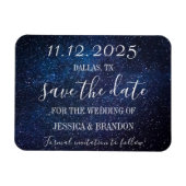 Galaxy Starry Night Navy Blue Wedding Magnet (Horizontal)