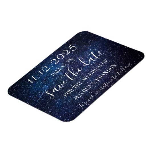 Galaxy Starry Night Navy Blue Wedding Magnet (Linke Seite)