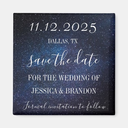 Galaxy Starry Night Navy Blue Wedding Magnet (Vorne)