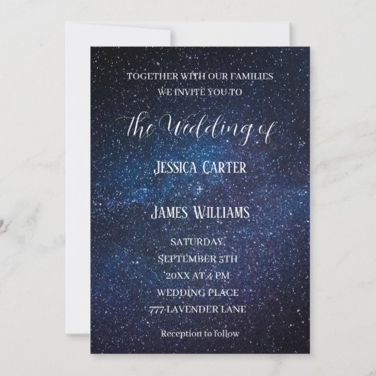 Galaxy Starry Night Outer Space Universe Wedding Einladung (Vorderseite)