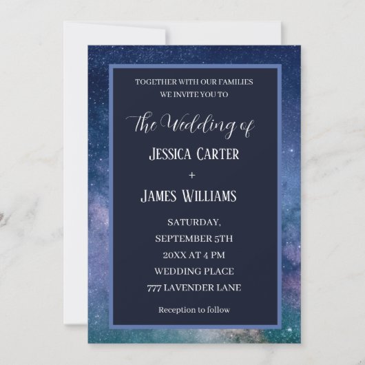 Galaxy Starry Night Outer Space Universe Wedding Einladung (Vorderseite)