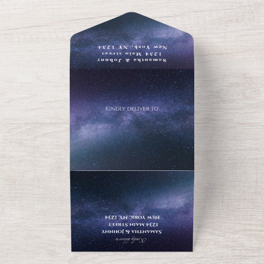 Galaxy Starry Night Sky Universe Hochzeitsnebel All In One Einladung (Außenbereich)