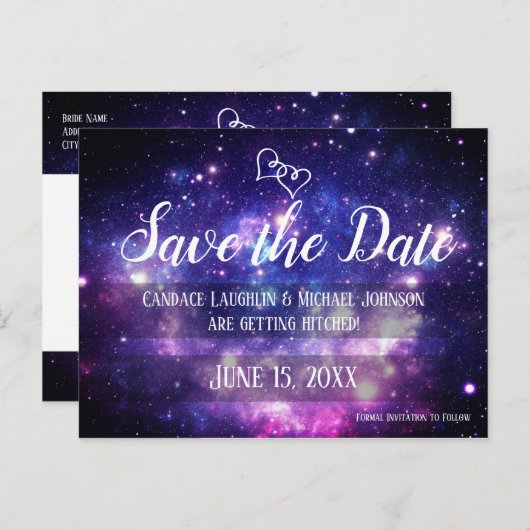 Galaxy Starry Night Space Hochzeit Speichern Sie d Postkarte (Vorne/Hinten)