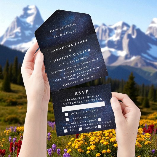 Galaxy Starry Night Stars Sky Wedding Nebula All In One Einladung