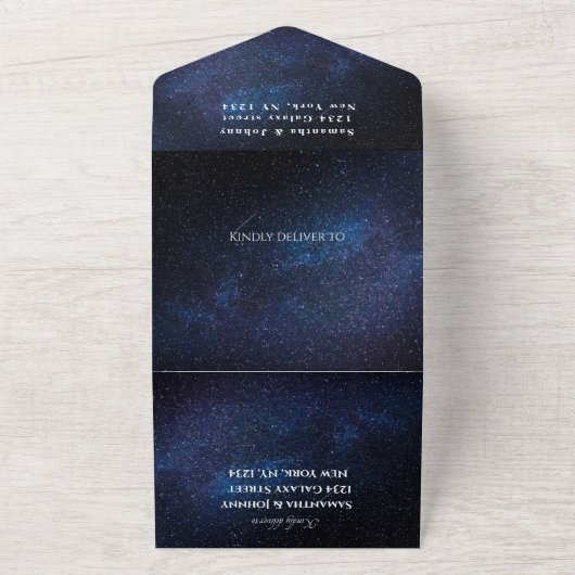 Galaxy Starry Night Stars Sky Wedding Neula Foto All In One Einladung (Außenbereich)