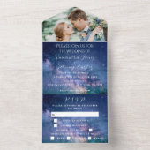 Galaxy Starry Night Stars Sky Wedding Neula Foto All In One Einladung (Innen Boden)