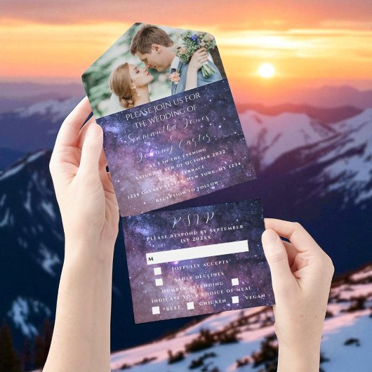 Galaxy Starry Night Stars Sky Wedding Neula Foto All In One Einladung