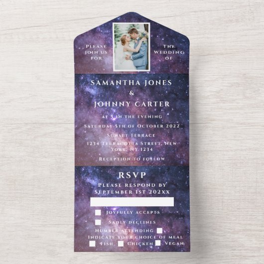 Galaxy Starry Night Universe Sky Wedula All In One Einladung (Innen Boden)