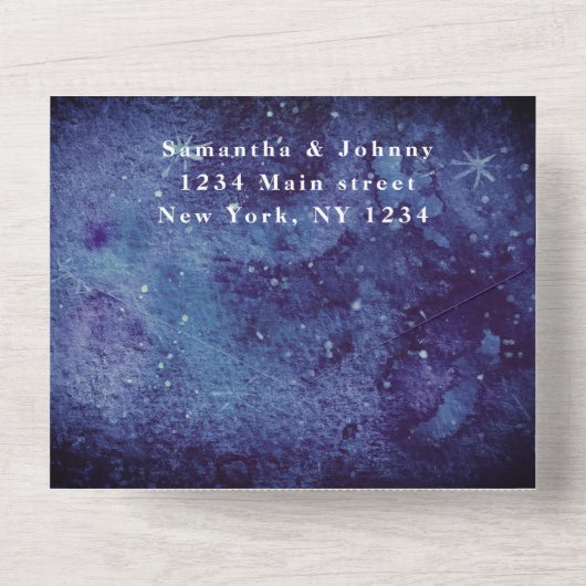 Galaxy Starry Night Universe Sky Wedula All In One Einladung (Rückseite)