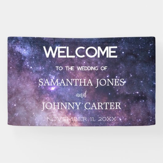 Galaxy Starry Night Universe Space Hochzeitszeiche Banner (Horizontal)