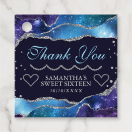 Galaxy starry Silver Glitzer Agate Sweet 16 Geschenkanhänger