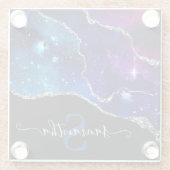 Galaxy Starry Sky & Silver Glitzer Agate Glasuntersetzer (Rückseite)