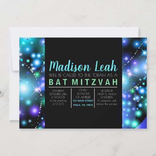 GALAXY STARS Bat Mitzvah Einladung (Vorderseite)