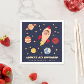 Galaxy Stars Birthday Boy Foto Space Rocket Serviette (Beispiel)