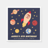 Galaxy Stars Birthday Boy Foto Space Rocket Serviette (Vorderseite)
