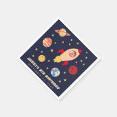 Galaxy Stars Birthday Boy Foto Space Rocket Serviette (Ecke)