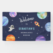 Galaxy Stars Blue Birthday Party Willkommen Banner (Horizontal)