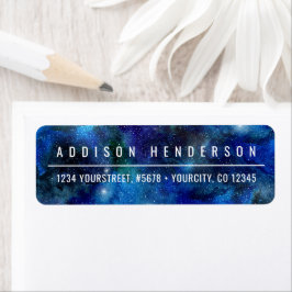 Galaxy Stars Blue Modern Return Address Label