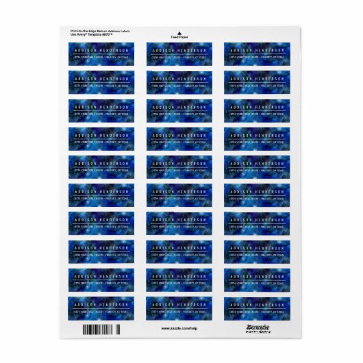 Galaxy Stars Blue Modern Return Address Label (Vorne)