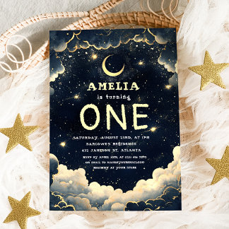 Galaxy Stars Celestial Baby First Birthday Einladung