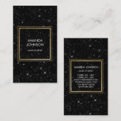 Galaxy Stars Golden Black Glam Visitenkarte (Vorne/Hinten)