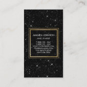Galaxy Stars Golden Black Glam Visitenkarte (Rückseite)