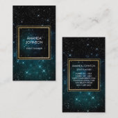 Galaxy Stars Golden Blu Space Cosmic Vip Visitenkarte (Vorne/Hinten)