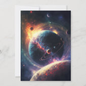 Galaxy Stars Moon Planets Weltraum Babydusche Einladung (Rückseite)