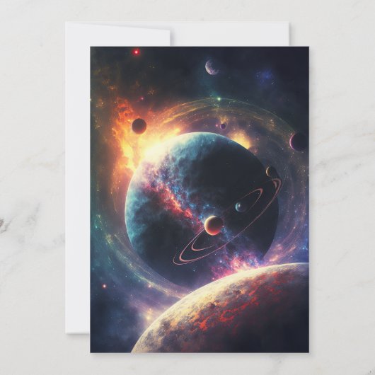 Galaxy Stars Moon Planets Weltraum Babydusche Einladung (Rückseite)