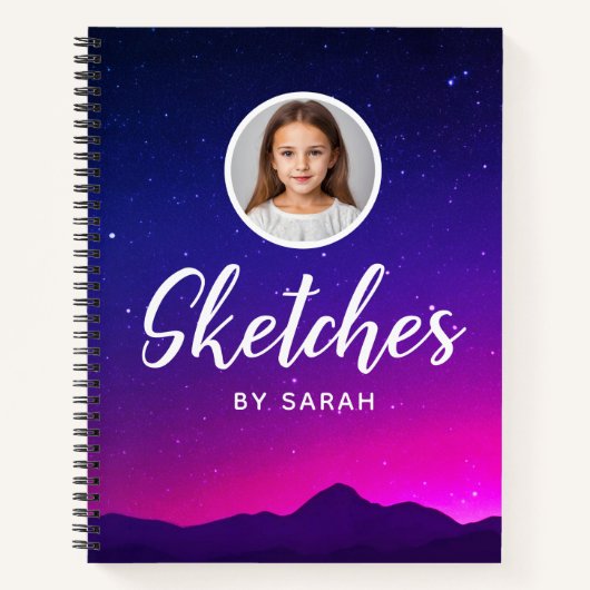 Galaxy Stars Personalisiert Name Sketchbook Notebo Notizblock (Vorderseite)
