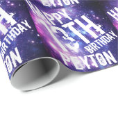 Galaxy Stars Space Personalisierte Geburtstagspart Geschenkpapier (Rolleneckpunkt)