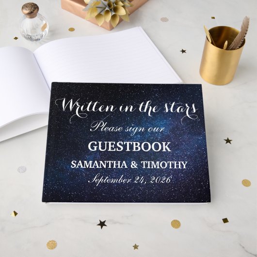 Galaxy Stars Starry Night Celestial Wedding Gästebuch (Vorderseite Offen)