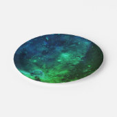 Galaxy Stars Weltraum Grünes Neonmuster Pappteller (Schrägansicht)