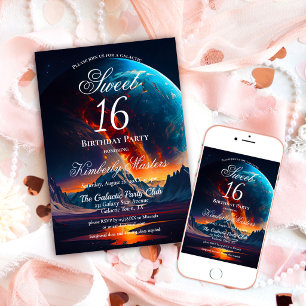 Galaxy Sweet Sixteen Geburtstagsfeier Einladung